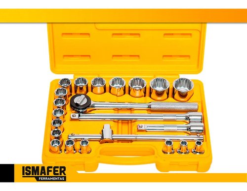 Kit Jogo De Soquetes 1/2 Polegadas Com Maleta Completo Cromado