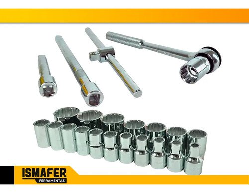 Kit Jogo De Soquetes 1/2 Polegadas Com Maleta Completo Cromado