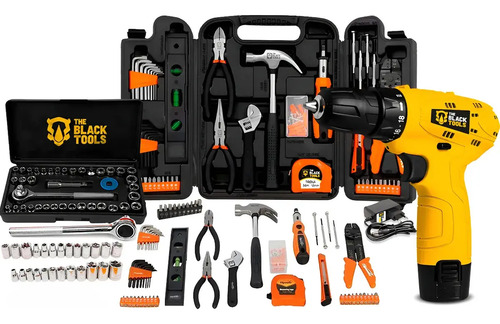 Kit jogo ferramentas 169 pecas soquetes parafusdeira 12v