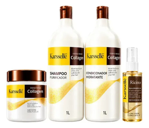 Kit karsselle shampoo 1l condicionador 1l mascara 500g oleo