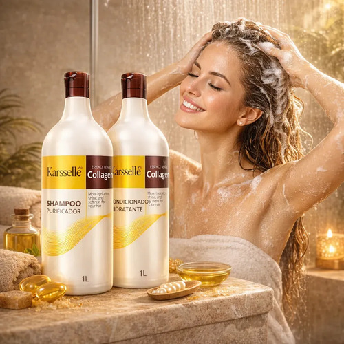 Kit Karssellé Shampoo 1l + Condicionador 1l + Máscara 500g + Óleo 60ml