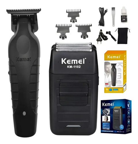 Kit kemei maquina de corte km 2299 e acabamento km 1102 bivo