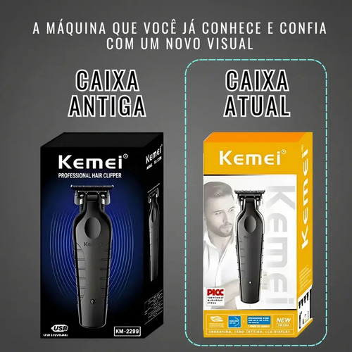 Kit Kemei Máquina de Corte KM-2299 e Acabamento KM-1102 Bivolt