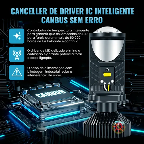 Kit Lampada Ultra Led H4 Cc Lot Grande Projetor Farol Carro