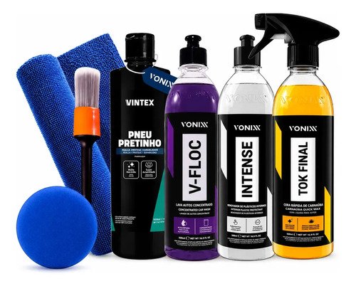 Kit lavagem automotiva vonixx v floc cera intense pretinho 5