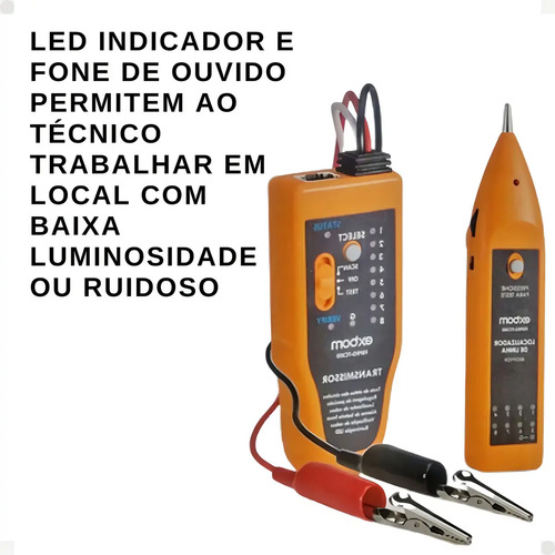 Kit Localizador Zumbidor e Testador de Cabos de Rede RJ45 e RJ11 Exbom FEPRO-TC300