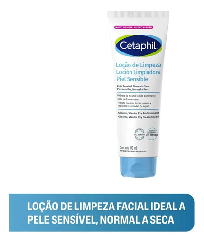 Kit Loção de limpeza 100ml e Creme Hidratante 453g Pele seca e Sensível Cetaphil