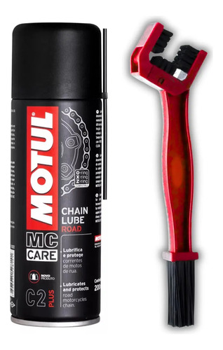 Kit lubrificante corrente motul c2 plus chain lube escova