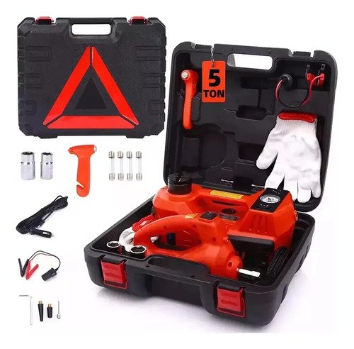 Kit macaco eletrico hidraulico 5 ton para carro com chave de