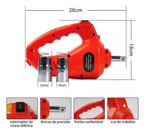 Kit Macaco Elétrico Hidráulico 5 Ton para Carro com Chave de Impacto e Inflador de Pneus