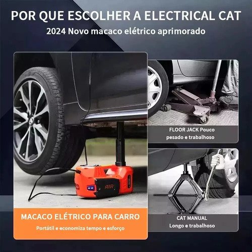 Kit Macaco Elétrico Hidráulico 5 Ton para Carro com Chave de Impacto e Inflador de Pneus