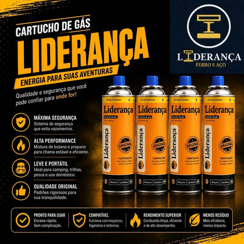 Kit Maçarico Portátil Automático Liderança Ferro E Aço para 1300°C com 4 Refis de Gás Butano