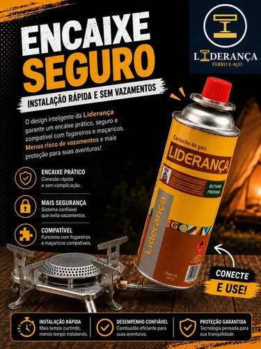 Kit Maçarico Portátil Automático Liderança Ferro E Aço para 1300°C com 4 Refis de Gás Butano
