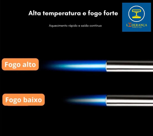 Kit Maçarico Portátil Automático Liderança Ferro E Aço para 1300°C com 4 Refis de Gás Butano