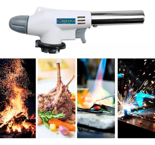 Kit Maçarico Portátil Automático Liderança Ferro E Aço para 1300°C com 4 Refis de Gás Butano