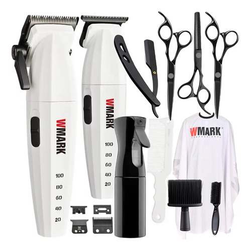 Kit maquina de cortar cabelo acabamento wmark ng8632 cor bra