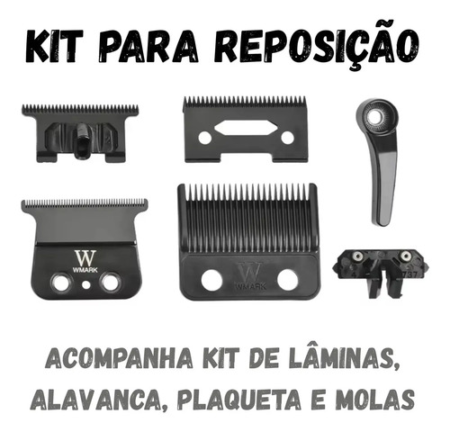 Kit Maquina de Cortar Cabelo Acabamento Wmark Ng8632 cor Branco
