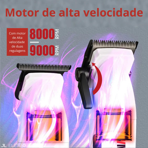 Kit Maquina de Cortar Cabelo Acabamento Wmark Ng8632 cor Branco
