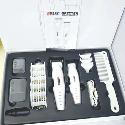 Kit Maquina de Cortar Cabelo Acabamento Wmark Ng8632 cor Branco