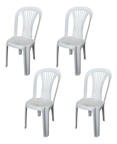 Kit Mesa Monobloco E 4 Cadeiras Suporta 184kg Jr Plastico Cor Bistro Branca