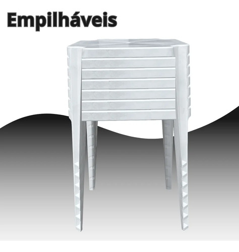 Kit Mesa Monobloco E 4 Cadeiras Suporta 184kg Jr Plastico Cor Bistro Branca