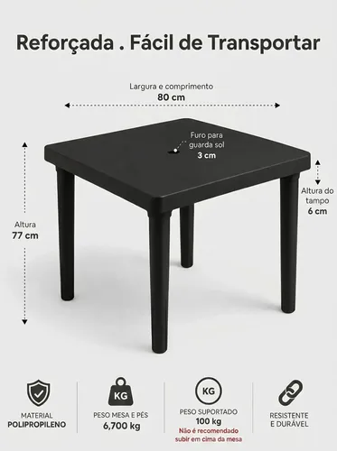 Kit Mesa Quadrada Com 4 Cadeiras Allegra Para Jantar
