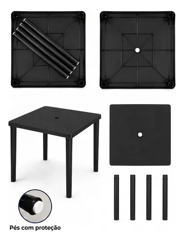 Kit Mesa Quadrada Com 4 Cadeiras Allegra Para Jantar