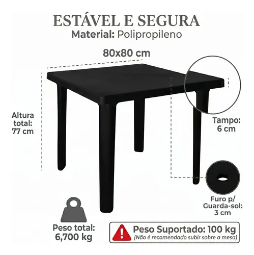 Kit Mesa Quadrada Com 4 Cadeiras Allegra Para Jantar