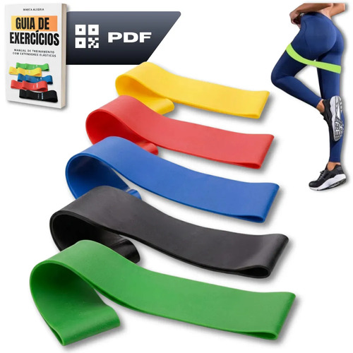 kit 5 mini band faixas elásticas para treino resistência progressiva