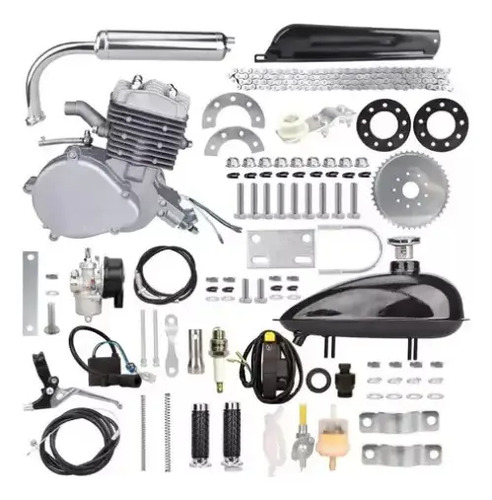 Kit motor de bicicleta knakasaki 80cc 2 tempos cor prateado