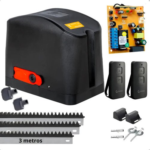 Kit motor portao eletronico 14hp 400kg 2 contr 3m crema