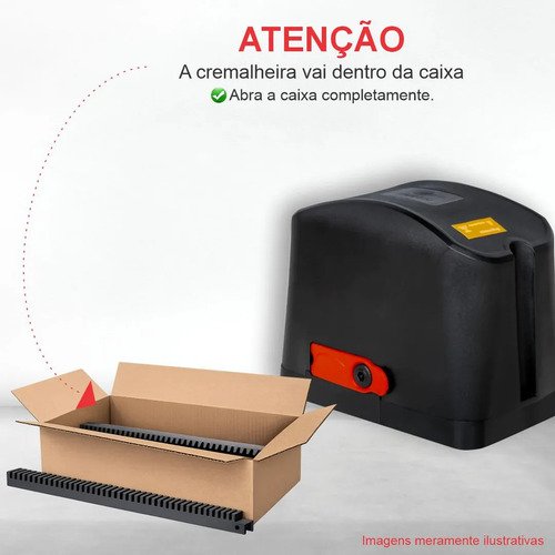 Kit Motor Portao Eletronico 1/4hp 400kg + 2 Contr + 3m Crema