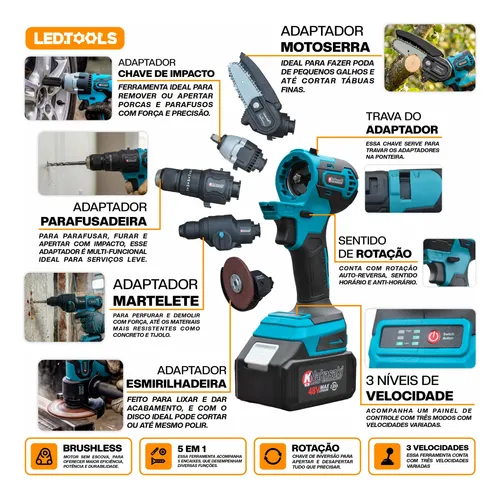 Kit Multiferramentas 5 Em 1 A Bateria 48v K Nakasaki Potente