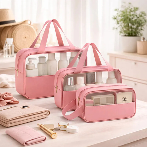 Kit necessaire 3 impermeavel organizador mala viagem cor ros