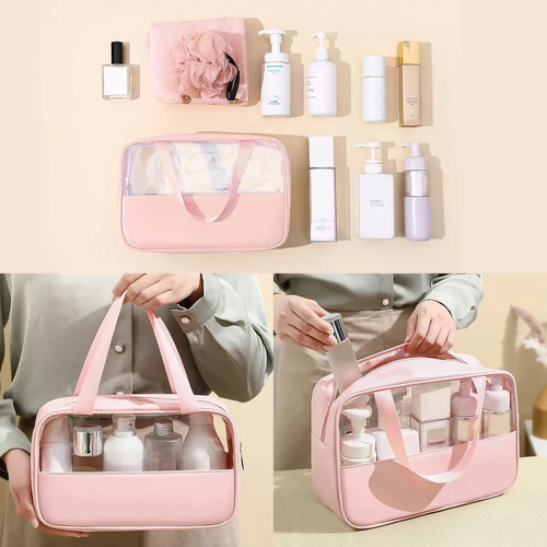 Kit Necessaire 3 Impermeável Organizador Mala Viagem Cor Rosa Desenho Do Tecido Lisa Artestore