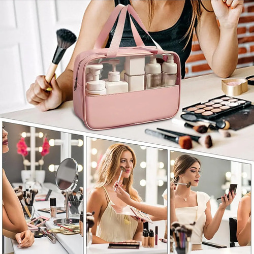 Kit Necessaire 3 Impermeável Organizador Mala Viagem Cor Rosa Desenho Do Tecido Lisa Artestore