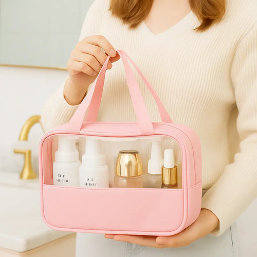Kit Necessaire 3 Impermeável Organizador Mala Viagem Cor Rosa Desenho Do Tecido Lisa Artestore