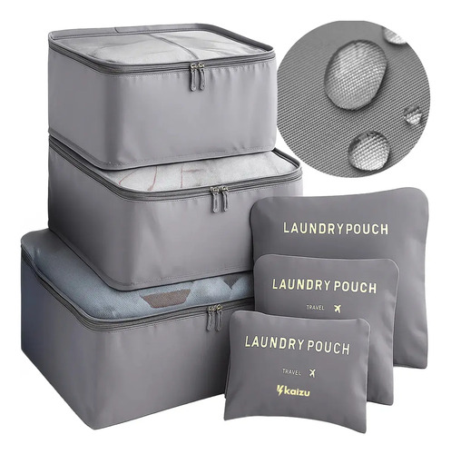 Kit necessaire organizadora arn 6 nylon cinza viagem
