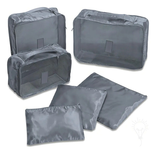 Kit Necessaire Organizadora ARN 6 Nylon Cinza Viagem