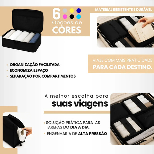 Kit Necessaire Organizadora Mala Viagem 7 Peças Resistente