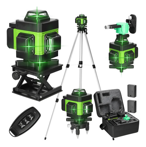 Kit nivel a laser verde 12 linhas esquadro suporte tripe