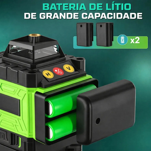 Kit Nível A Laser Verde 16 Linhas Esquadro + Suporte + Tripé Recarregável Profissional Prumo Autonivelante Óculos