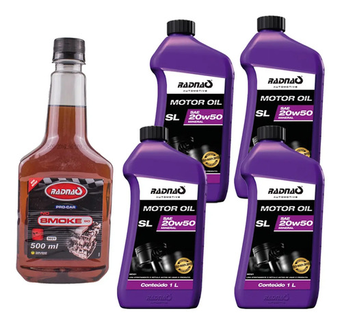 Kit oleo motor 20w50 mineral c4 litros aditivo antifumaca