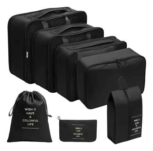 Kit organizador mala viagem bolsa 7pc impermeavel necessaire