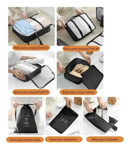 Kit Organizador Mala Viagem Bolsa 7pç Impermeável Necessaire