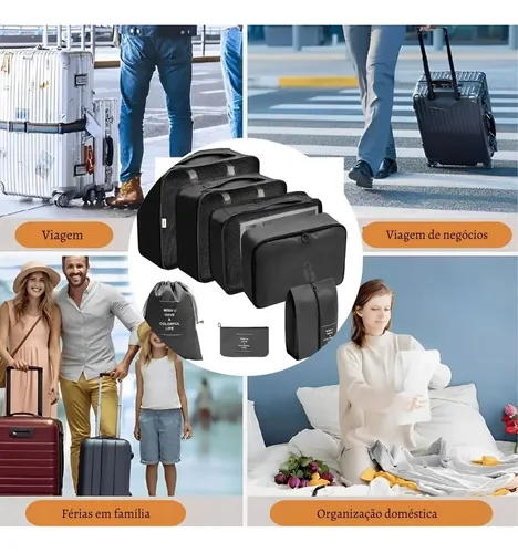 Kit Organizador Mala Viagem Bolsa 7pç Impermeável Necessaire
