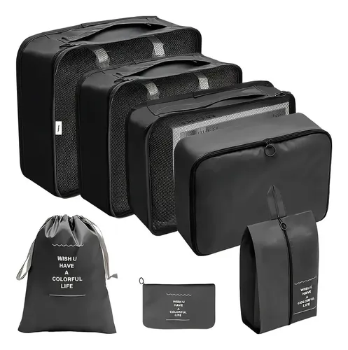 Kit Organizador Mala Viagem Bolsa 7pç Impermeável Necessaire
