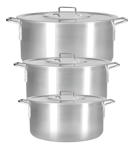 Kit panela galacto utilidades feijoada caldo de aluminio 3 p