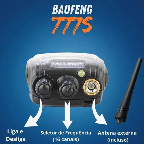 Kit Par 2 Radio Baofeng 777s Walk Talk Comunicador 16 Canais