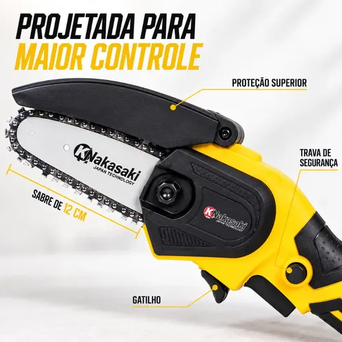 Kit Parafusadeira Mini Motosserra 2 Baterias Maleta Nakasaki